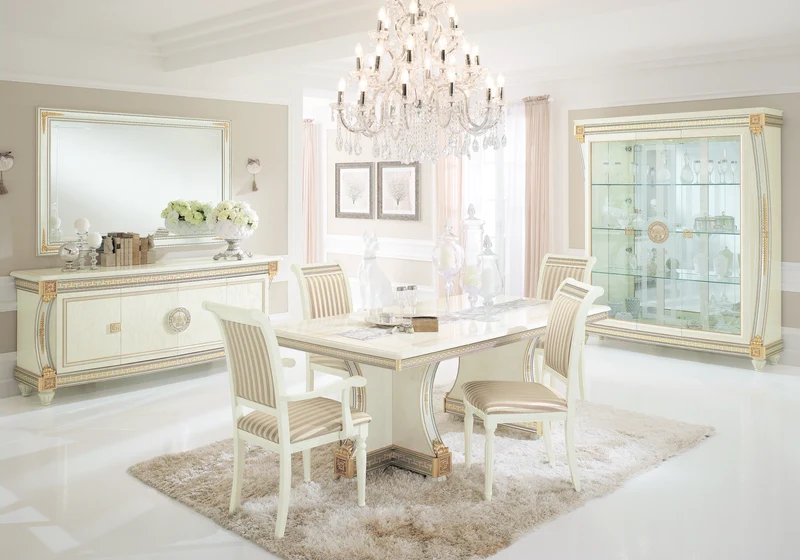 Grande salle à manger italienne laquée or et argent - Liberty