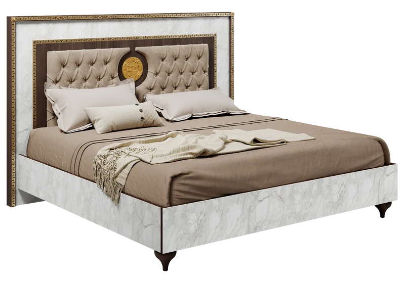 Lit double capitonné marbre et or 24K - Romantica
