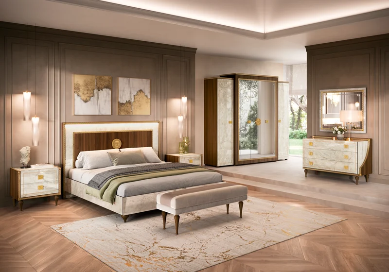 Chambre complète italienne armoire miroir - Romantica