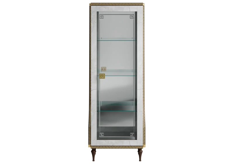 Ensemble meuble TV et 2 vitrines marbre noyer et or 24K - Romantica