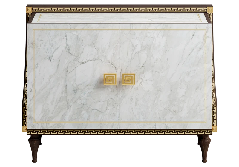 Buffet 2 portes marbre noyer et or 24K - Romantica