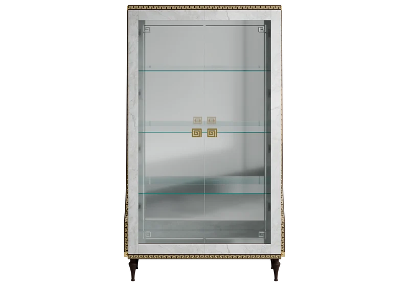 Vitrine 2 portes marbre noyer et or 24K - Romantica