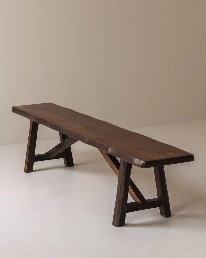 Sculptural Bench in Solid Elm by Aranjou, France, 1960s
