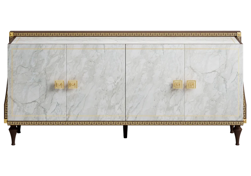 Buffet 4 portes marbre noyer et or 24K - Romantica