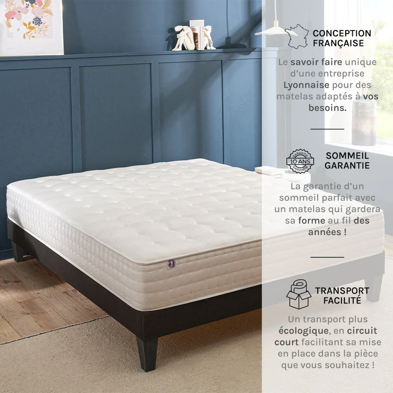 Matelas Châtelet - Mousse mémoire de forme - 24 cm d'épaisseur - Accueil moelleux, soutien ferme