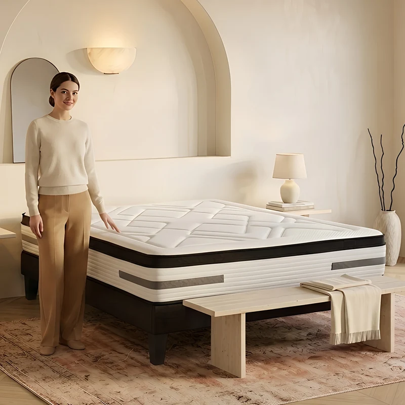 Matelas Bellevue - Ressorts ensachés + mémoire de forme - 24 cm d'épaisseur - Accueil équilibré, soutien ferme