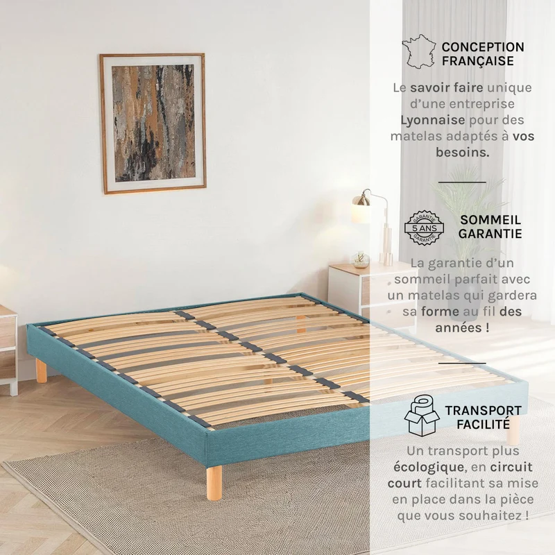 Sommier à lattes Tissu Lumière - Tri-lattes - Livré en kit