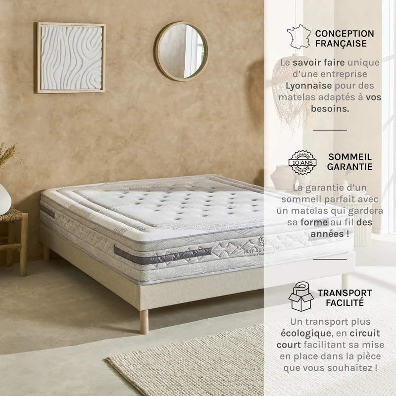 Matelas Sérénade - Ressorts ensachés - Équilibré - 26 cm d'épaisseur