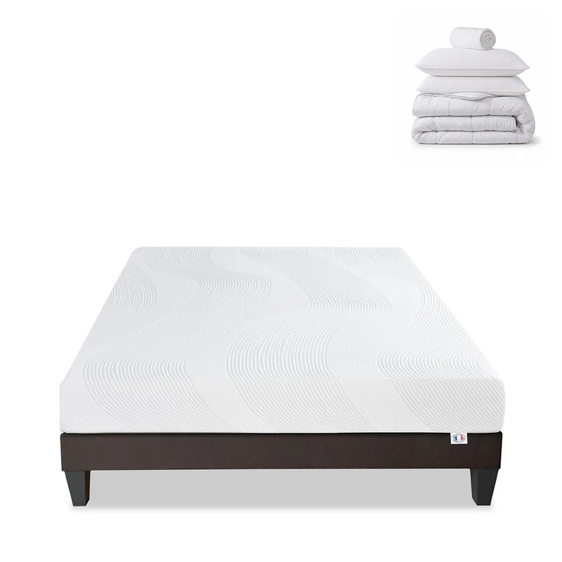 Pack Paris - Matelas + Sommier + Accessoires - La chambre équipée en une fois - 24 cm d'épaisseur