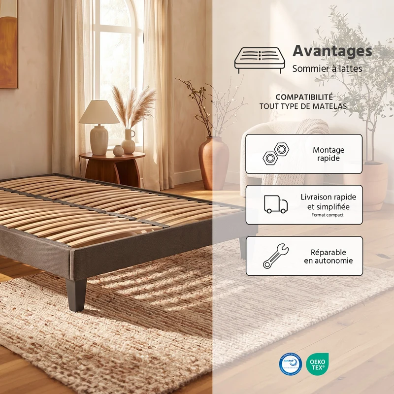 Pack Paris - Matelas + Sommier + Accessoires - La chambre équipée en une fois - 24 cm d'épaisseur