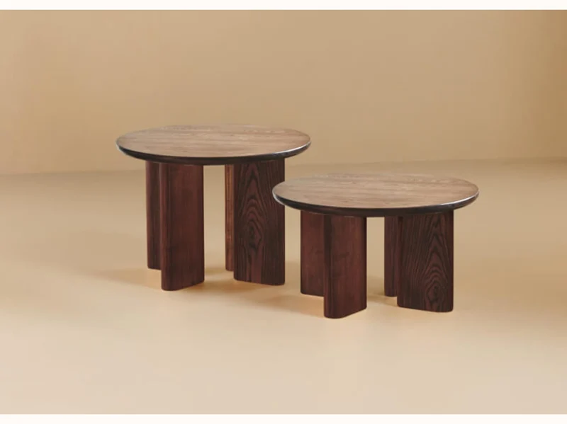 Tables basses gigognes rondes en bois massif foncé - BAOBAB