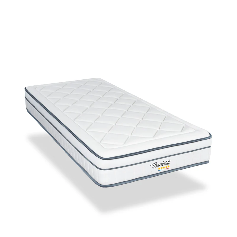 Matelas Bartoldi - Ressorts ensachés + mousse supersoft - Moelleux puis ferme - Fabriqué en France - 22 cm d'épaisseur