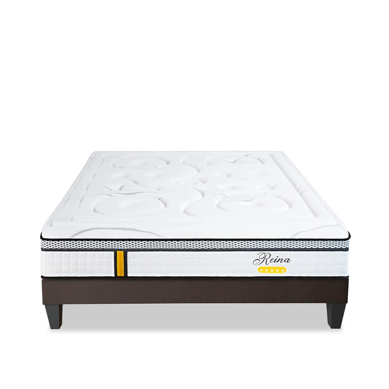 Ensemble Reina 2.0 - Matelas hybride ressorts + mémoire de forme + Sommier - 26 cm d'épaisseur
