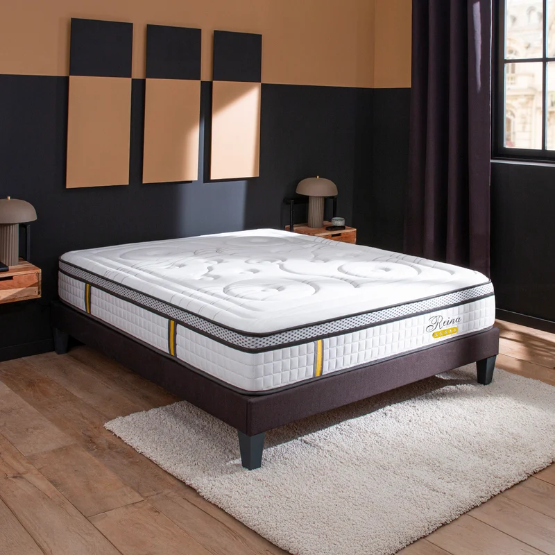 Ensemble Reina 2.0 - Matelas hybride ressorts + mémoire de forme + Sommier - 26 cm d'épaisseur