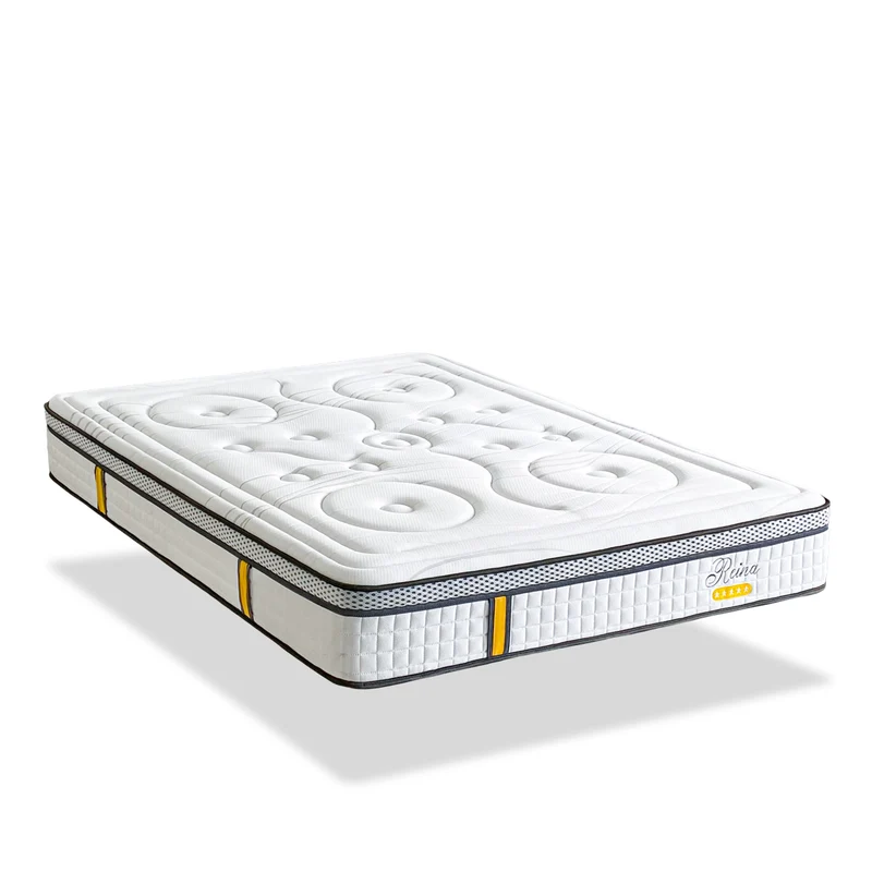 Ensemble Reina 2.0 - Matelas hybride ressorts + mémoire de forme + Sommier - 26 cm d'épaisseur