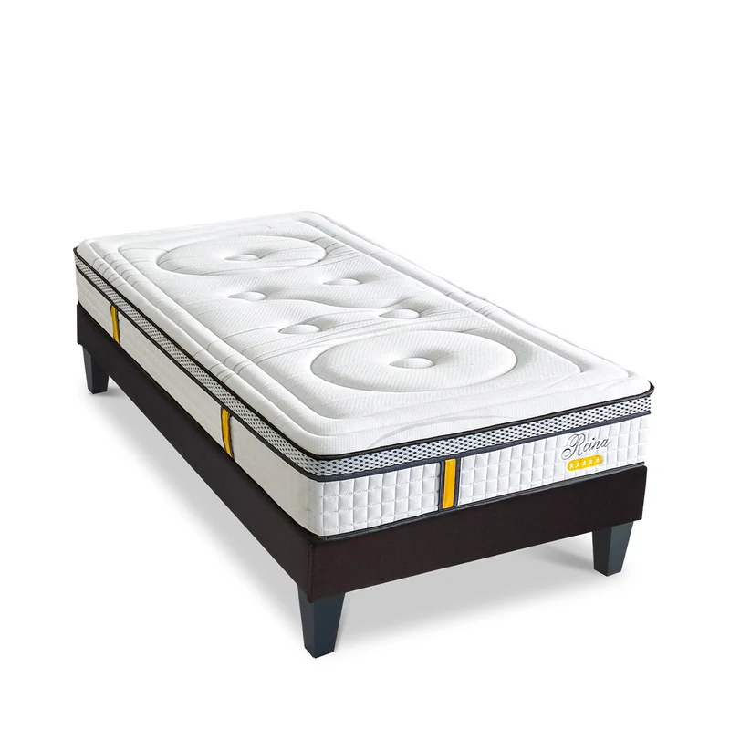 Ensemble Reina 2.0 - Matelas hybride ressorts + mémoire de forme + Sommier - 26 cm d'épaisseur