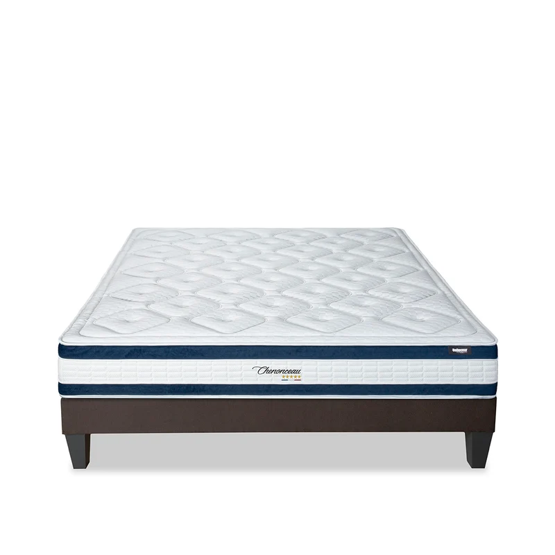 Ensemble Chenonceau - Matelas mémoire de forme 26 cm + Sommier bois - Accueil moelleux, soutien ferme