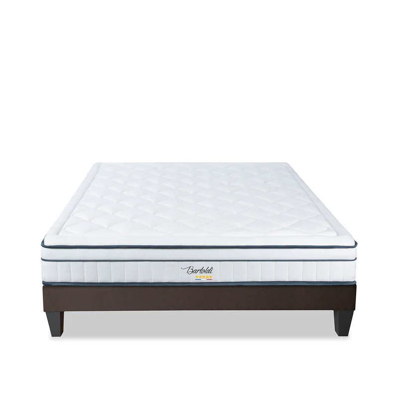Ensemble Bartoldi - Matelas ressorts ensachés + Sommier bois - 22 cm d'épaisseur - Accueil équilibré, soutien ferme