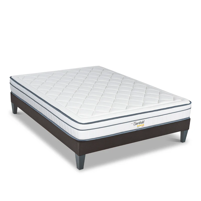 Ensemble Bartoldi - Matelas ressorts ensachés + Sommier bois - 22 cm d'épaisseur - Accueil équilibré, soutien ferme