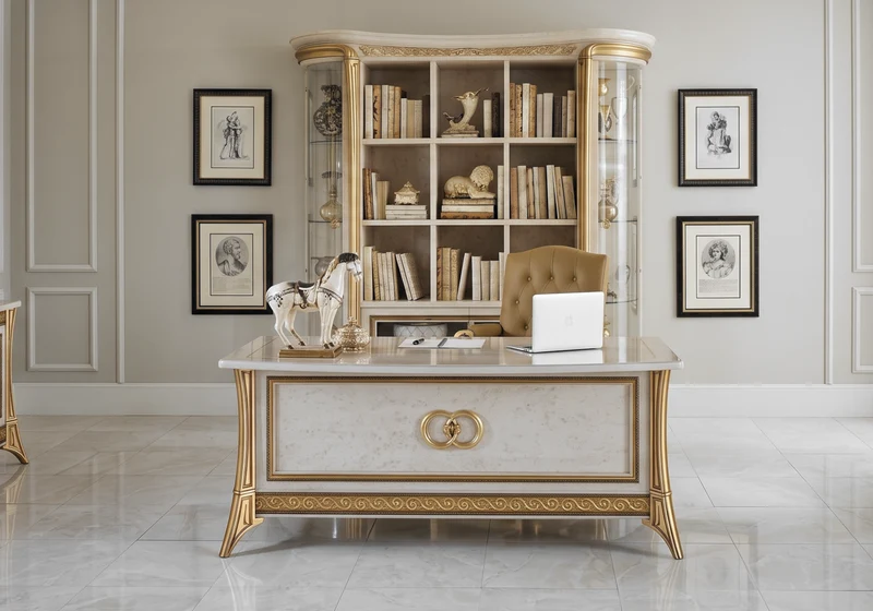 Ensemble bureau de direction classique beige et or - Melodia