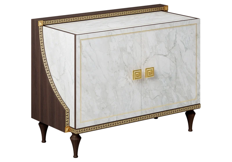Buffet 2 portes marbre noyer et or 24K - Romantica