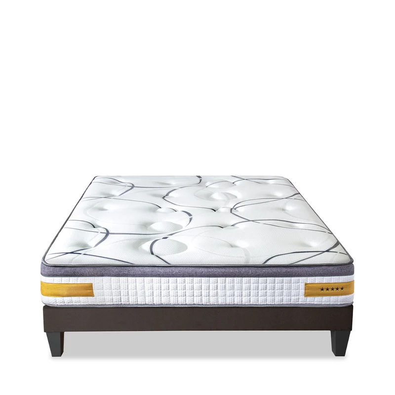 Ensemble Matelas Mémoire de forme COPENHAGUE avec sommier - 24 cm d'épaisseur - Accueil équilibré, soutien ferme