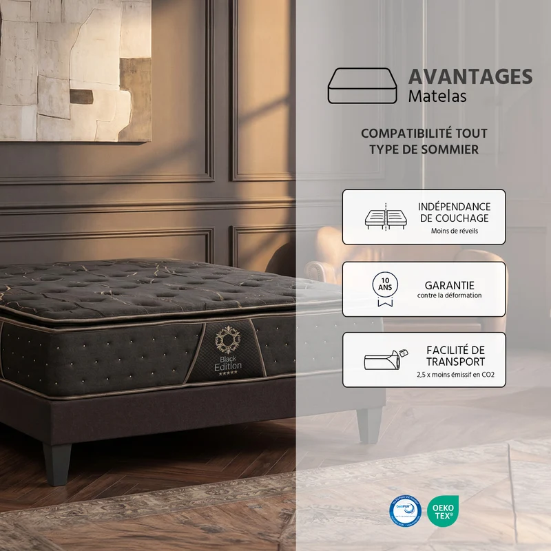 Matelas Mémoire de forme 34 cm BLACK EDITION