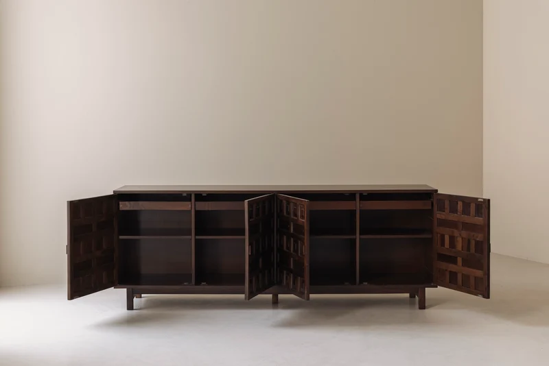 Brutalist Spanish Sideboard with Graphical Doors, 1970s