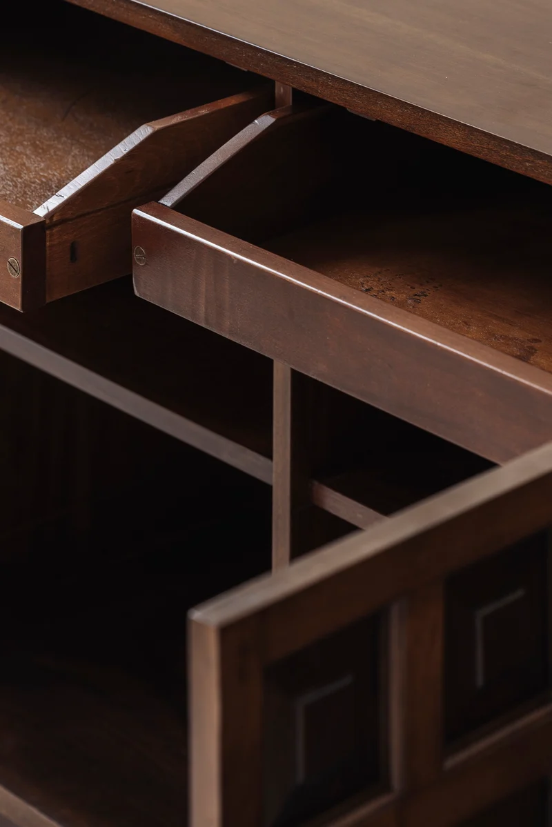 Brutalist Spanish Sideboard with Graphical Doors, 1970s