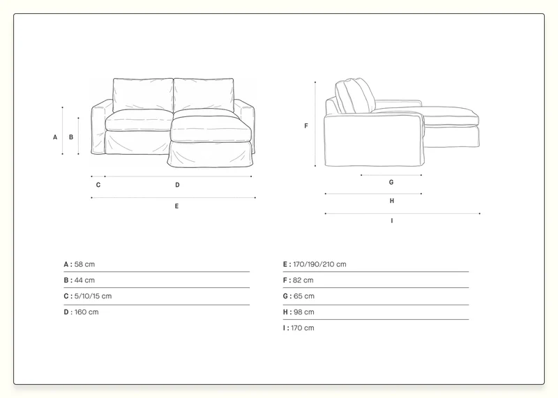Canapé 2-3 places d'angle avec pouf en lin LENO