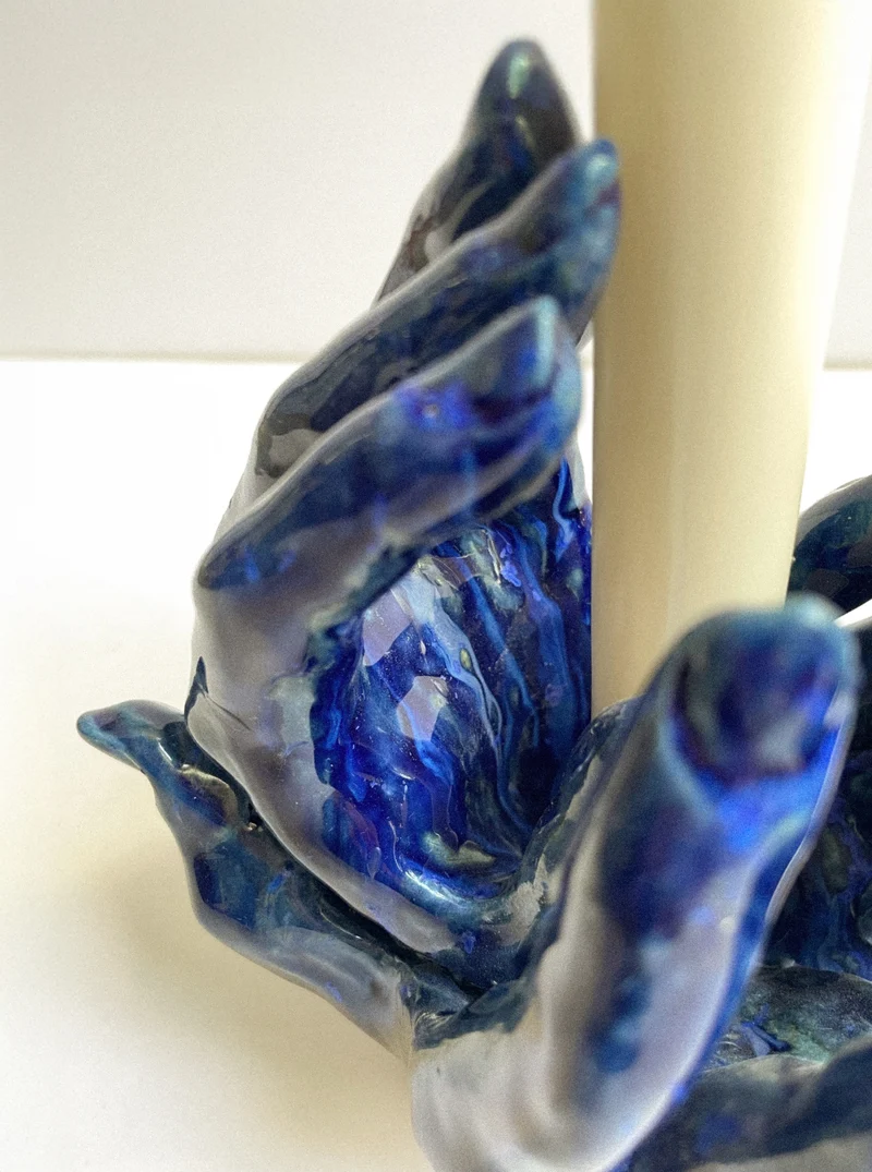 Blue Candleholder in Ceramic n°70