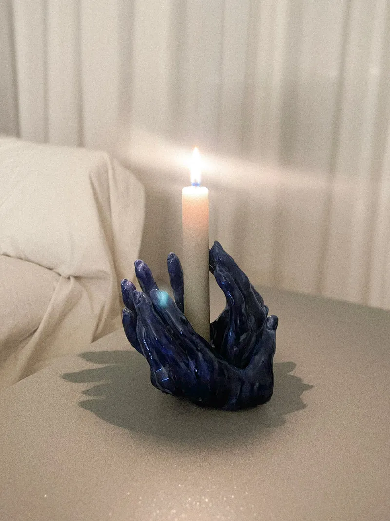 Blue Candleholder in Ceramic n°70