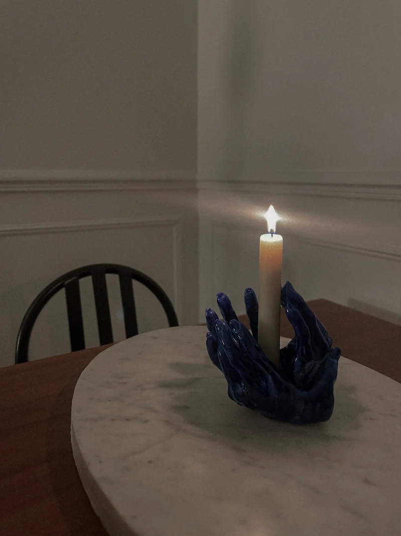 Blue Candleholder in Ceramic n°70