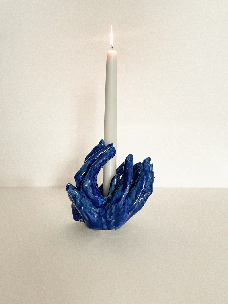 Blue Candleholder in Ceramic n°70