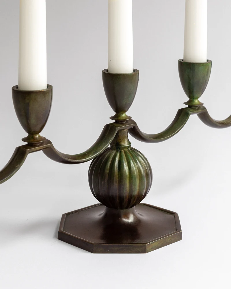 Art Deco Bronze Candelabra by GAB, Sweden, 1930s