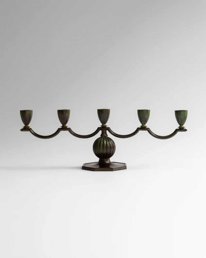 Art Deco Bronze Candelabra by GAB, Sweden, 1930s
