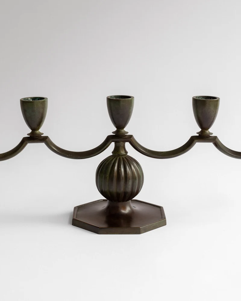 Art Deco Bronze Candelabra by GAB, Sweden, 1930s
