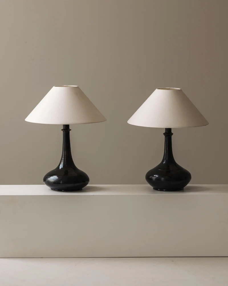 Elegant Set of Two French Ceramic Table Lamps, 1960s