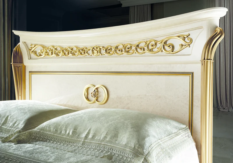 Chambre complète 4 portes effet marbre ivoire et or – Melodia