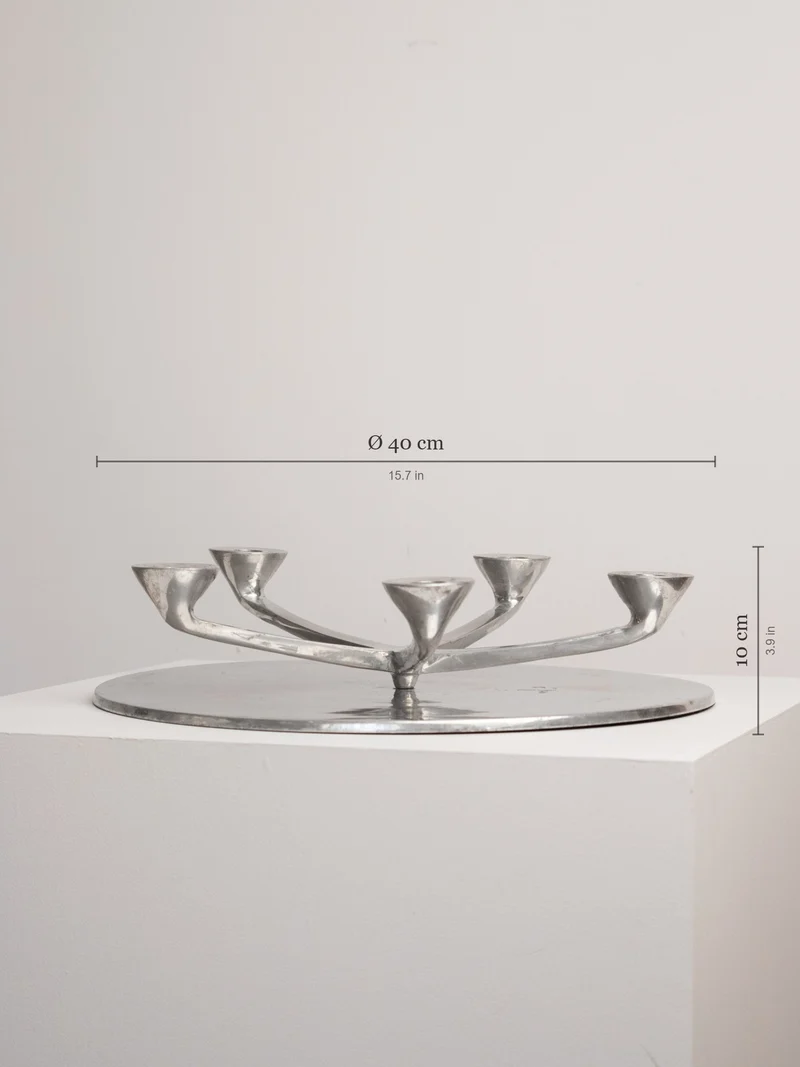 Rotating Five Arm Star Candleholder in Sand Cast Aluminium