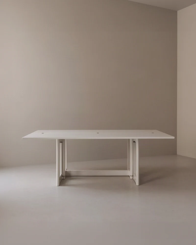 Italian White Lacquered Folding Table with Brass Details, 1960s