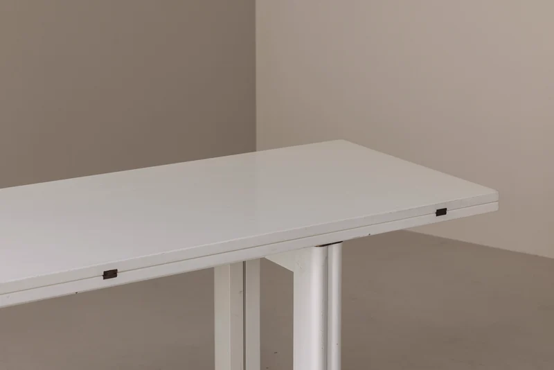 Italian White Lacquered Folding Table with Brass Details, 1960s