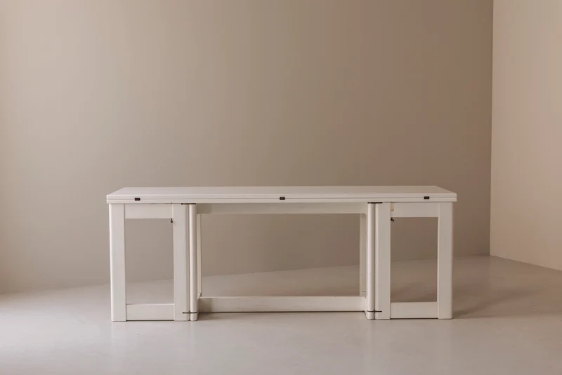 Italian White Lacquered Folding Table with Brass Details, 1960s