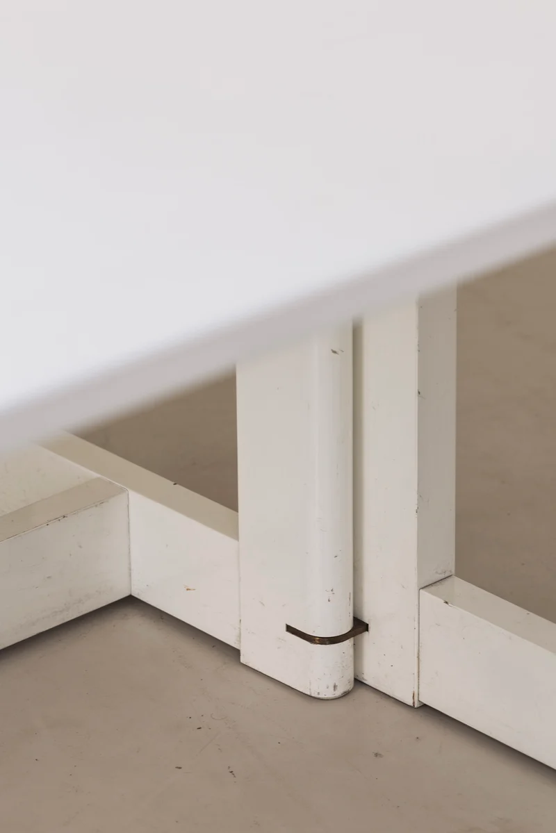 Italian White Lacquered Folding Table with Brass Details, 1960s