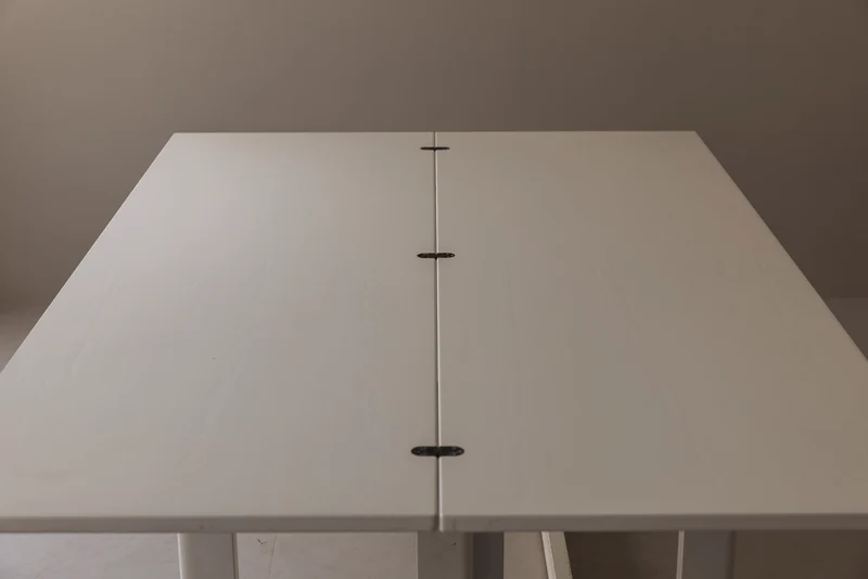 Italian White Lacquered Folding Table with Brass Details, 1960s