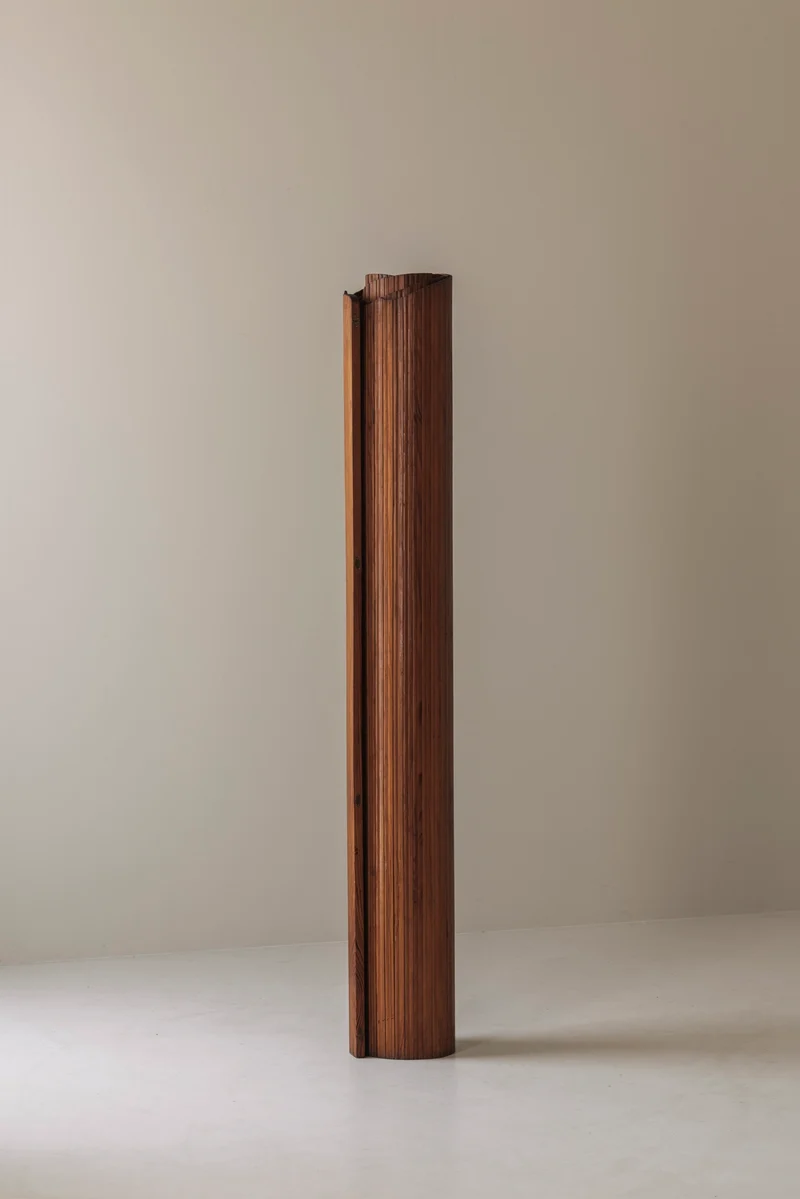S.N.S.A. Pine Tambour Room Divider, France 1950s