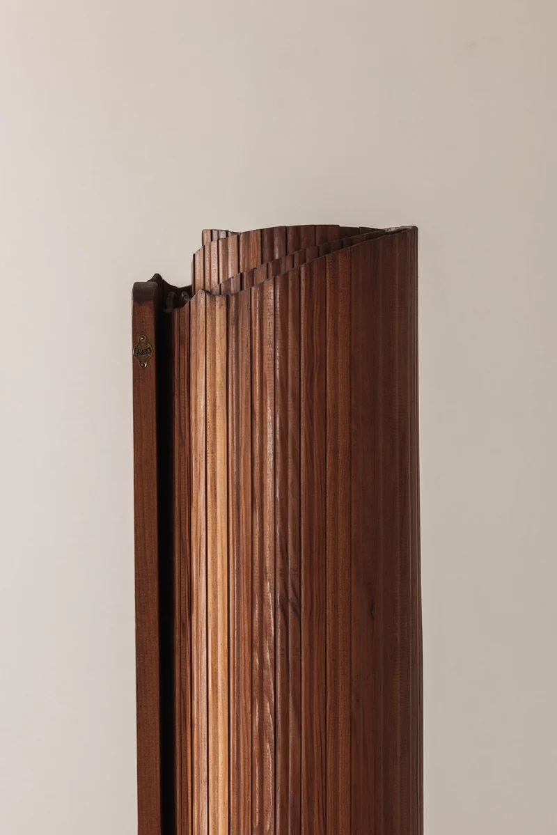 S.N.S.A. Pine Tambour Room Divider, France 1950s