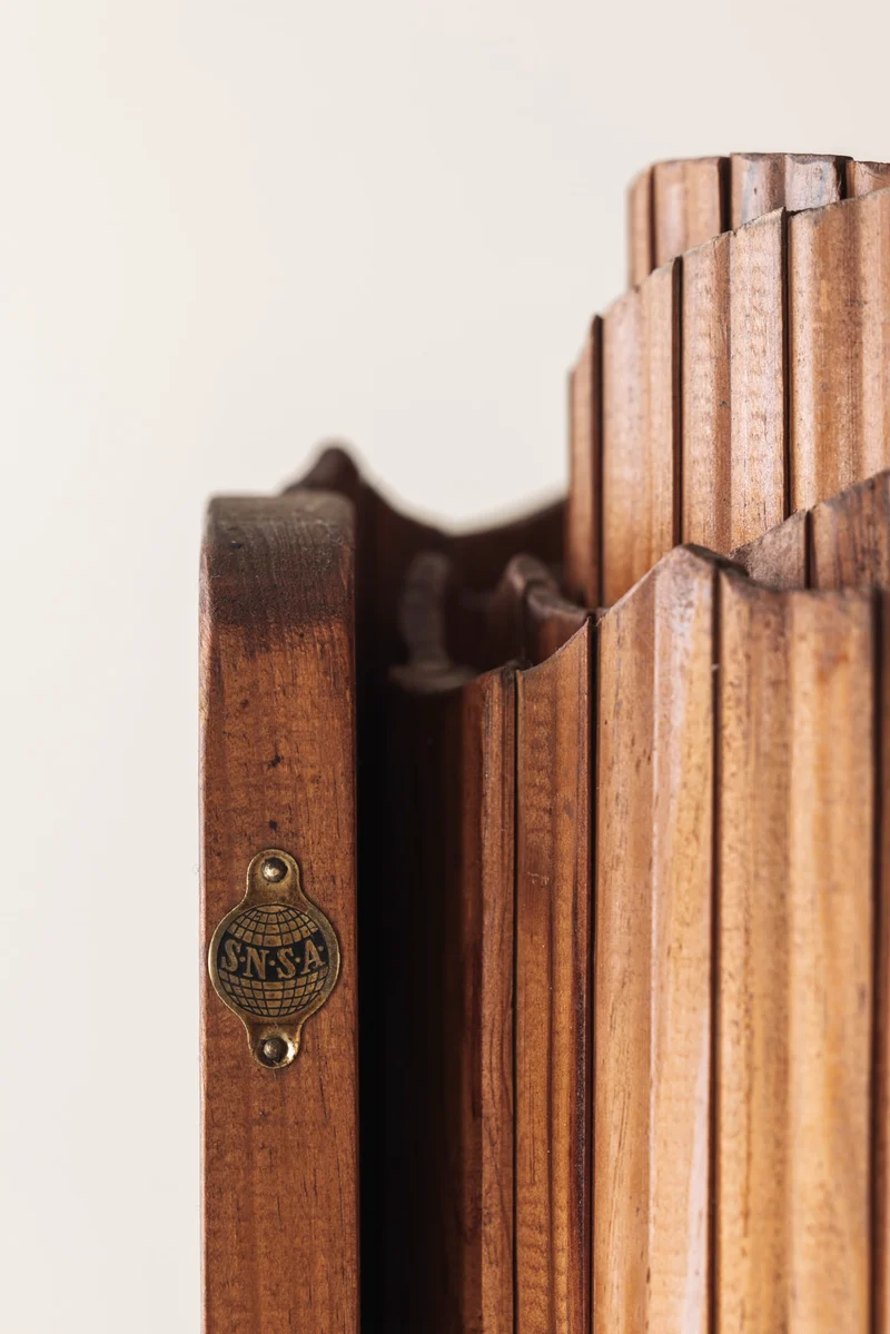 S.N.S.A. Pine Tambour Room Divider, France 1950s