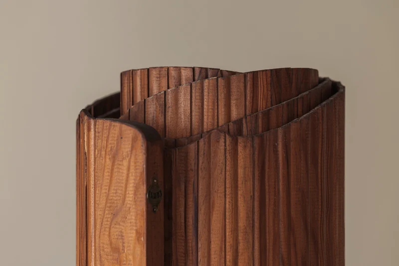 S.N.S.A. Pine Tambour Room Divider, France 1950s