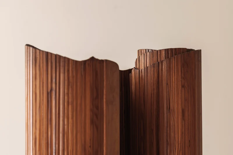 S.N.S.A. Pine Tambour Room Divider, France 1950s